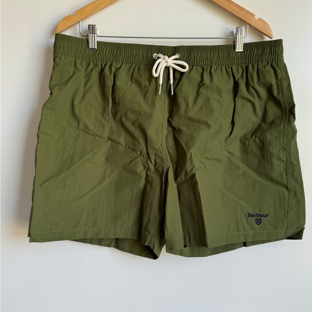 Barbour Essential Logo Swim Trunks Men XXL olive green NEW lined‎ beach vacation